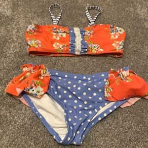 Girls size 8 in Matilda Jane orange and blue bikini